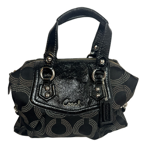 Coach Ashley Dotted Op Art Patent Leather & Sateen Fabric Satchel